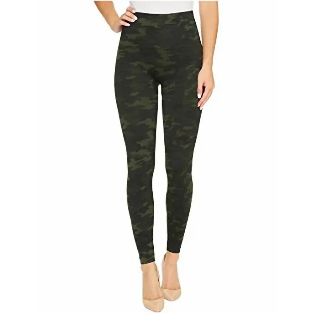 Spanx Leggings Look At‎ Me Now Seamless Green Camo High Rise Size XS